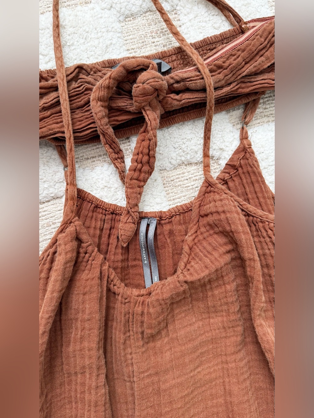 Anthropologie Wrenley Suspender Cotton Gauze Jumpsuit & Bandeau Top Set - Picture 6 of 8